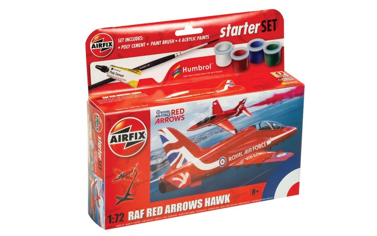 Airfix 55002 1/72 RAF Red Arrows Hawk Aircraft Small Starter Set w/paint & glue