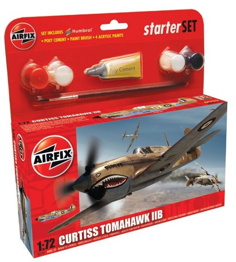 Airfix 55101 1/72 Tomahawk IIB Fighter Small Starter Set w/paint & glue