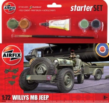 Airfix 55117 1/72 Willys MB Jeep Small Starter Set w/paint & glue