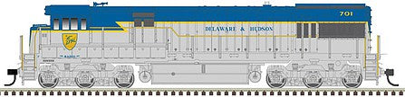 Atlas Model Railroad 10003891 HO Scale GE U30C Phase I - Standard DC - Master(R) Silver -- Delaware & Hudson 701 (Lightning Stripe, blue, gray, yellow)