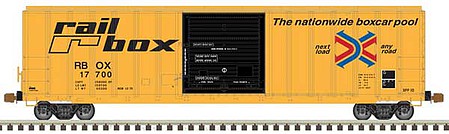 Atlas Model Railroad 20006216 HO Scale FMC 5077 Single-Door Boxcar - Ready to Run -- Railbox 17721 (yellow, black)