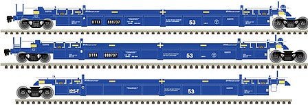 Atlas Model Railroad 20006622 HO Scale Thrall 53' 3-Unit Articulated Well Car - Ready to Run - Master(R) -- TTX 888685 (Ex-BRAN, blue, white)