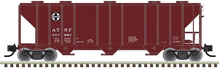 Atlas Model Railroad 50005729 N Scale PS-4000 3-Bay Covered Hopper - Ready to Run - Master(R) -- Santa Fe 301704 (Boxcar Red, white, black)