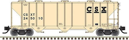 Atlas Model Railroad 50005738 N Scale PS-4000 3-Bay Covered Hopper - Ready to Run - Master(R) -- CSX 245071 (tan, black)