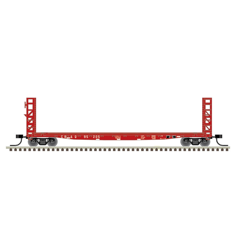 Atlas Model Railroad 50005793 N Scale GSI-GSC 48' Bulkhead Flatcar - Ready to Run - Master(R) -- Chicago, Burlington & Quincy 95238 (red, white)