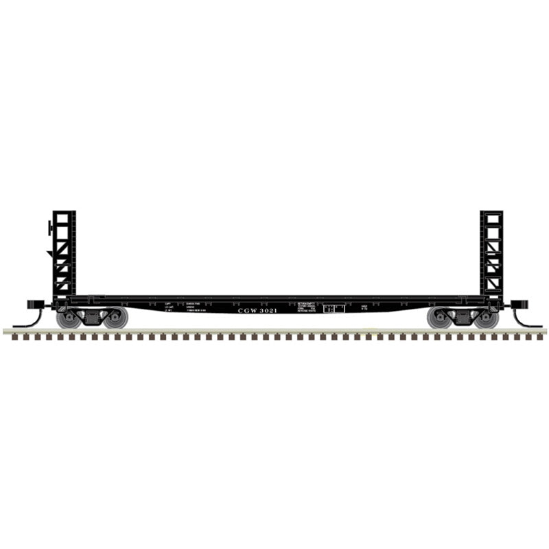 Atlas Model Railroad 50005797 N Scale GSI-GSC 48' Bulkhead Flatcar - Ready to Run - Master(R) -- Chicago Great Western 3030 (black, white)