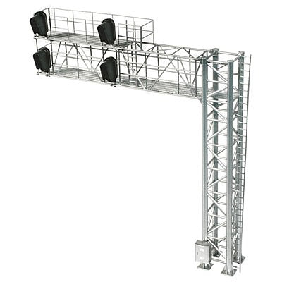 Atlas Model Railroad 70000099 HO Scale 2-Track Modern Cantilever Signal Bridge - All Scales Signal System -- 4 Signal Heads, Right-Hand