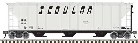 Atlas O 3001377 O Scale PS-4427 Low-Side Covered Hopper - 3-Rail - Ready to Run - Master(R) -- Scoular (gray, black)