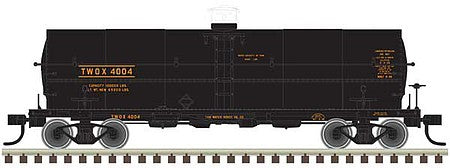 Atlas O 3005524 O Scale 11,000-Gallon Tank Car No Platform - 3-Rail Ready to Run - Master(R) -- Tidewater Associated TWOX (black, orange)