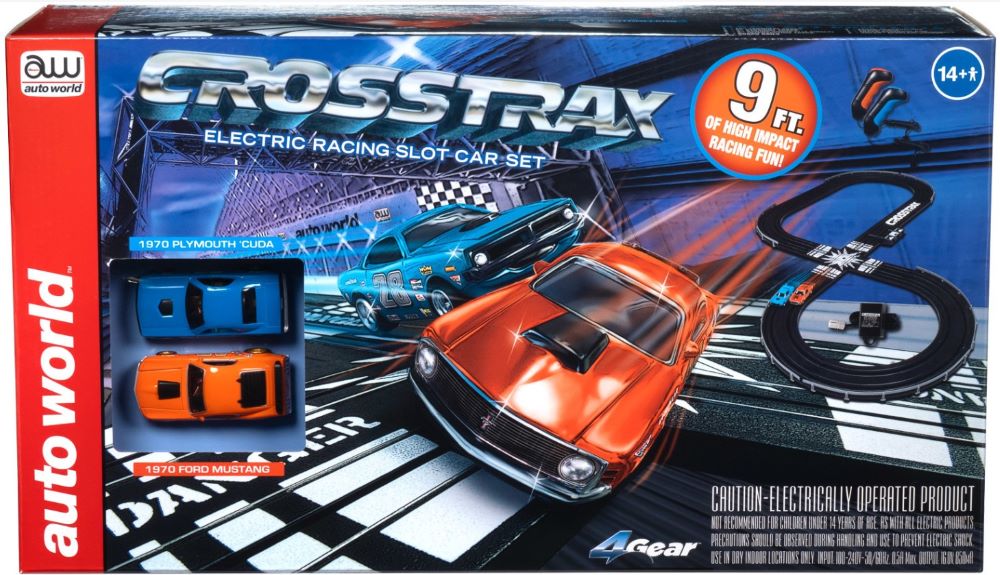 Auto World 35103 HO CrossTrax Road Course Slot Car 9' Racing Set