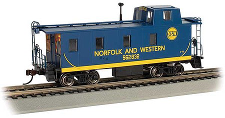 Bachmann 14003 HO Scale Slanted Offset-Cupola Caboose - Ready to Run -- Norfolk & Western 562832 (blue, yellow)