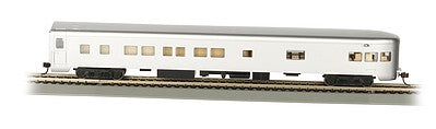 Bachmann 14308 HO Scale 85' Smooth-Side Observation w/Lights - Ready to Run -- Painted, Unlettered (aluminum)