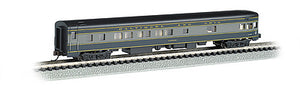 Bachmann 14353 N Scale 85' Smooth-Side Boat-Tail Observation w/Lighting - Ready to Run -- Baltimore & Ohio (blue, gray, black)