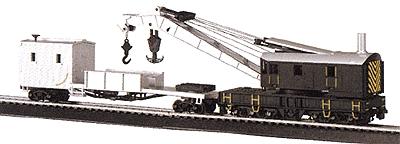 Bachmann 16149 HO Scale 250-Ton Crane Car & Boom Tender - Silver Series(R) -- Painted, Unlettered (black, silver)