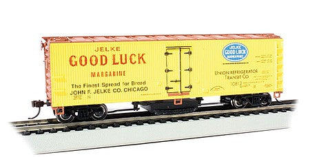 Bachmann 16336 HO Scale Track Cleaning 40' Wood Reefer with Removable Dry Pad - Ready to Run -- Jelke Good Luck Margarine 10812