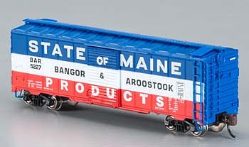 Bachmann 17056 N Scale AAR 40' Steel Boxcar - Ready to Run - Silver Series(R) -- Bangor & Aroostook (red, white, blue)
