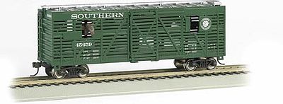 Bachmann 19702 HO Scale 40' Animated Stock Car with Horses - Ready-to-Run -- Southern Railway #45659 (green)