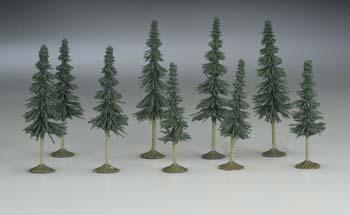 Bachmann 32104 N Scale SceneScapes(TM) Layout-Ready Trees -- Spruce Trees 3-4" pkg(9)