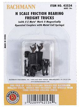 Bachmann 42534 N Scale Freight Trucks Less Wheels 12 Pairs -- Friction Bearing