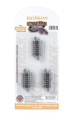 Bachmann 44831 N Quarter Section 11-1/4" Radius Curved Nickel Silver Track (6/Cd)