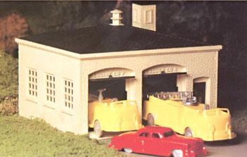 Bachmann 45610 O Scale Plasticville U.S.A.(R) Classic Kits -- Fire House w/Pumper Truck, Ladder Truck & Fire Chief Car