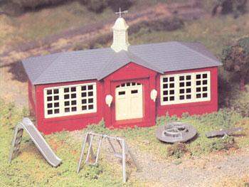 Bachmann 45611 O Scale Plasticville U.S.A.(R) Classic Kits -- School House with Playground Equipment