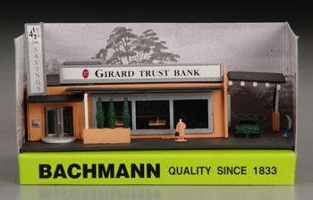 Bachmann 45804 N Scale Drive-In Bank w/Figures (Assembled) -- 3 x 4-3/4" 7.7 x 12.1cm