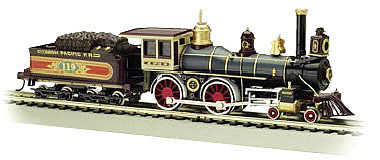 Bachmann 51002 HO Scale 4-4-0 w/Wood Tender Load - Standard DC -- Union Pacific #119 (Russian Iron, black, red, brown)