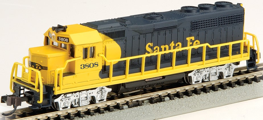 Bachmann 63563 N EMD GP40 Diesel Locomotive w/Operating Headlights Santa Fe #3808 (Blue/Yellow)
