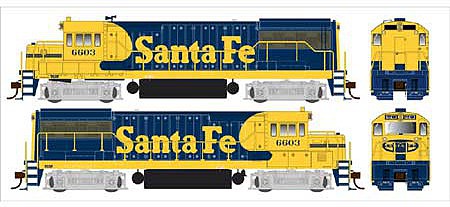 Bowser 25174 HO Scale GE U25B Phase IIa - Standard DC -- Santa Fe 6609 (Warbonnet, blue, yellow)