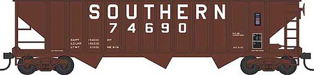 Bowser 42940 HO Scale 70-Ton 12-Panel 3-Bay Hopper - Ready to Run -- Southern Railway 74690 (Built 1966, Boxcar Red, Billboard Lettering)