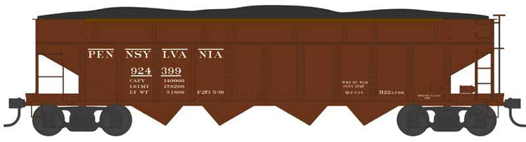 Bowser 43057 HO Scale Class H21a 4-Bay Hopper - Ready to Run -- Pennsylvania Railroad 924688 (H22a, Blt. 6-13, Tuscan, Early Lettering)