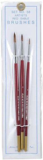 Brushes 58 Atlas Brush #58: 1,3,5 Red Sable Detailing Brushes (3)