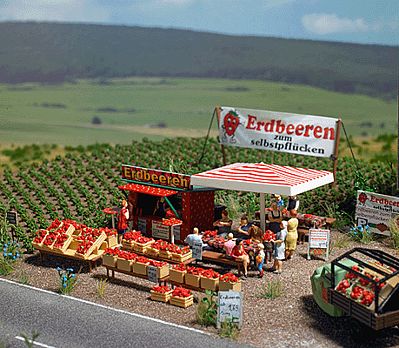 Busch 1073 HO Scale Strawberry Stand -- Kit