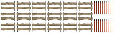 Busch 1120 HO Scale Snow Fences and Snow Marker Poles -- Laser-Cut Wood Kit - 18 Fence Sections, 20 Poles