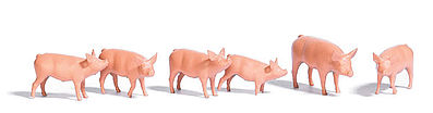 Busch 1172 HO Scale Hogs/Pigs -- pkg(6)