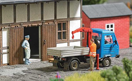 Busch 7906 HO Scale Multicar Pickup with Crane and Figure - Action Set