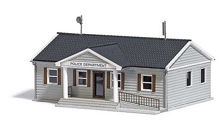 Busch 9731 HO Scale Police Station -- Laser-Cut Wood Kit - 5-9/16 x 4-13/16" 14.2 x 12.3 x 7.7cm