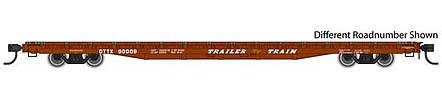 Walthers Mainline 5344 HO Scale 60' Pullman-Standard Flatcar - Ready to Run -- Trailer-Train OTTX #90147 (Farm Machinery Service; brown, yellow TT Logo)