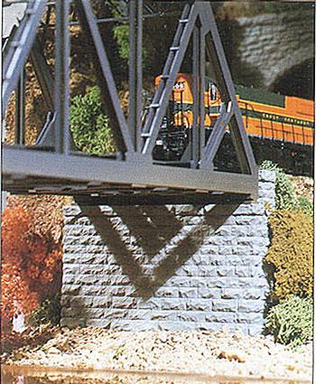 Chooch Enterprises 8450 HO Scale Double-Track Cut Stone Bridge Abutment -- Fits Central Valley Double-Track Truss Bridge