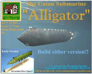 Cottage Industry Models 72003 1/72 Alligator The Union Submarine (8"L)