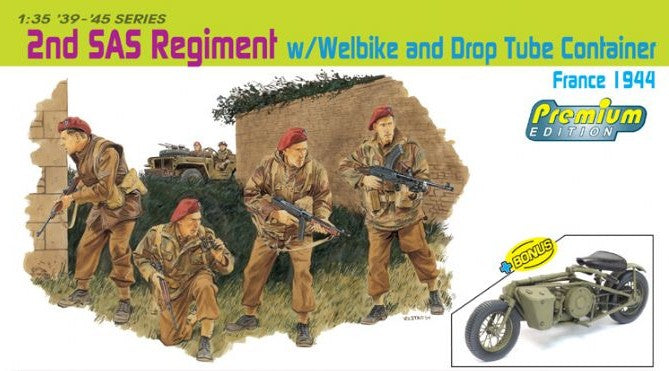 Dragon Models 6586 1/35 British 2nd SAS Regiment (4) w/Welbike & Drop Tube Container France 1944 (Premium Edition)