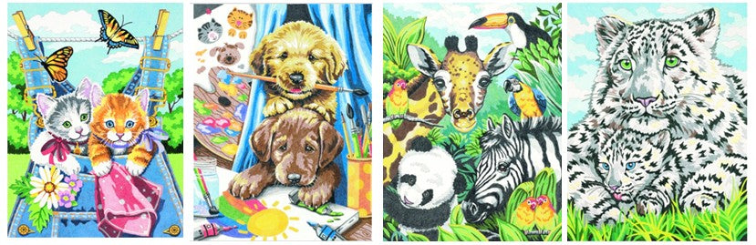 Dimensions Puzzles 91337 Friendly Animals Variety Pack Pencil by Number (4 9"x12")  