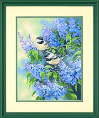 Dimensions Puzzles 91361 Chickadees & Lilacs Paint by Number (11"x14")