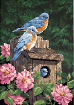 Dimensions Puzzles 91401 Garden Bluebirds w/Bird House Paint by Number (14"x20")