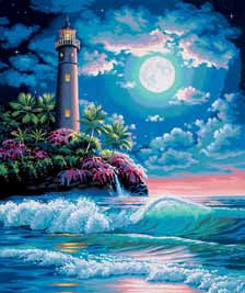 Dimensions Puzzles 91424 Lighthouse in Moonlight Paint by Number (16"x20")