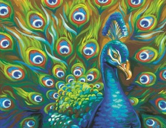 Dimensions Puzzles 91477 Wild Feathers (Peacock) Paint by Number (14"x11")