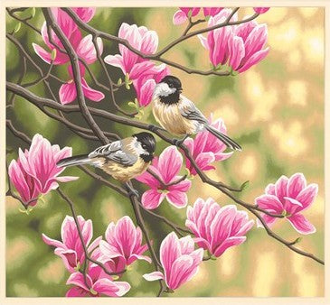 Dimensions Puzzles 91735 Chickadees & Magnolias Paint by Number (14"x11")