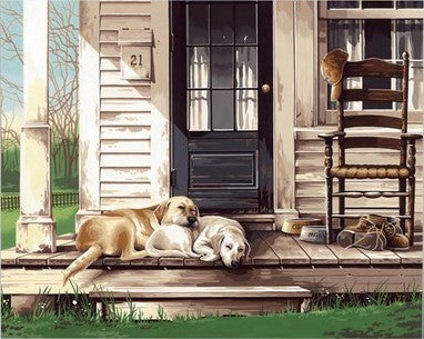 Dimensions Puzzles 91742 Lazy Dog Day Paint by Number (20"x14")