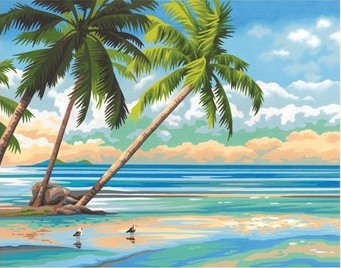 Dimensions Puzzles 91744 Tropical View Paint by Number (14"x11")